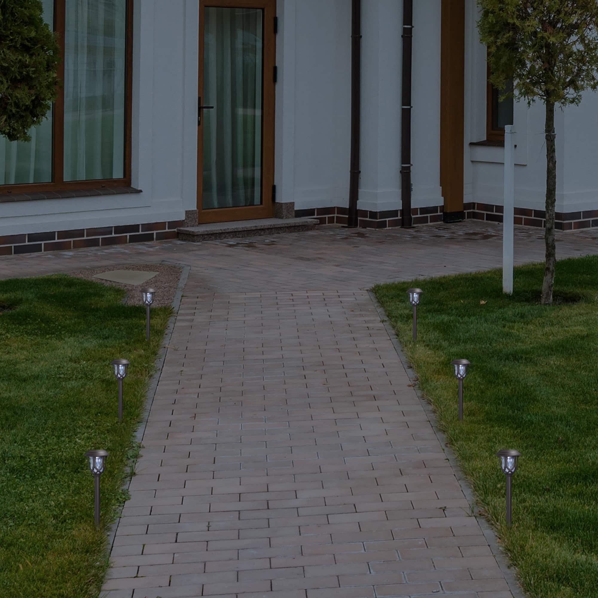 16.25" Black Lantern Style Solar Powered LED Pathway Markers, 6ct.